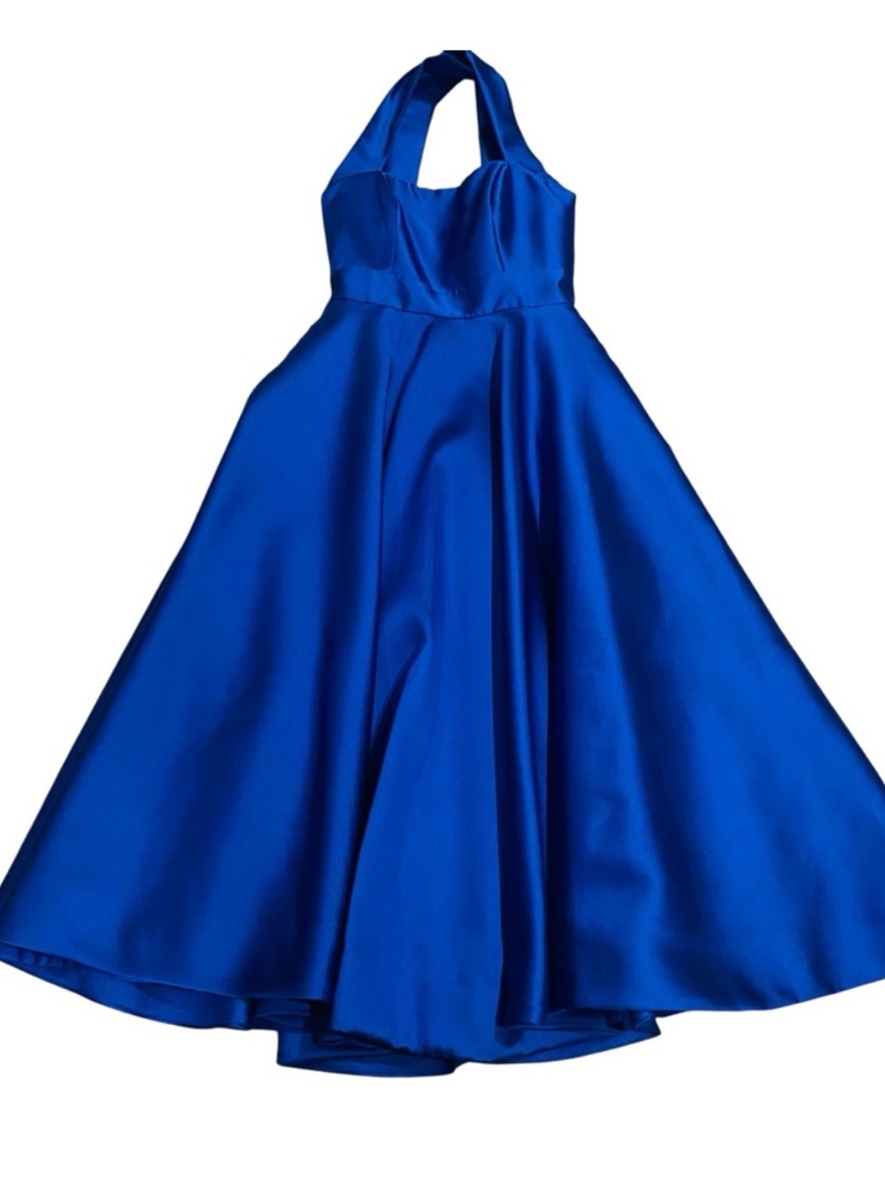 CARMEN MARC VALVO INFUSION Royal Blue Satin Fit and Flare Midi Dress